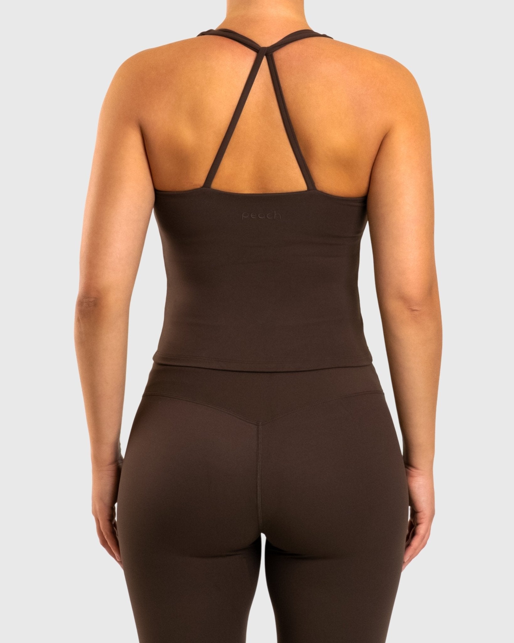Brown Softelle Singlet - Peach Tights - Sports - Bra