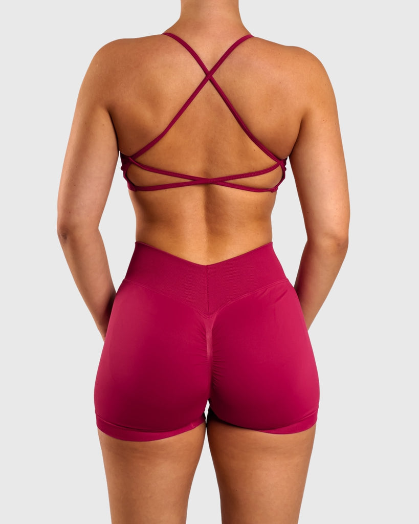 Burgundy Peak Sports - bra - Peach Tights - T - shirt