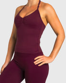 Burgundy Sense Halterneck Topp - Peach Tights - Sports - Bra