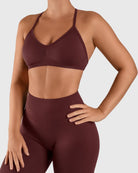 Burgundy Vivid Sports - bra - Peach Tights - Sports - Bra