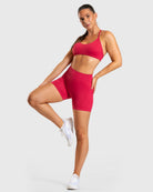 Cherry Red Ignite Sports - bra - Peach Tights - Sports - Bra