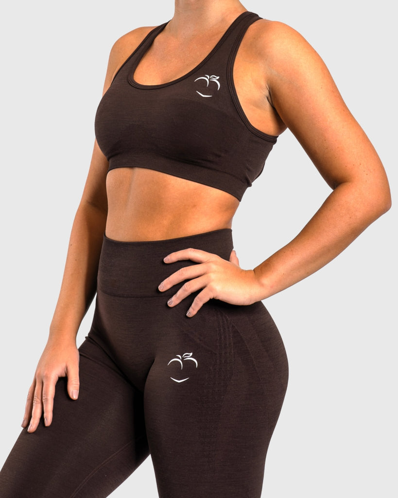 Dark Brown Edge Sports - bra - Peach Tights - Sports - Bra