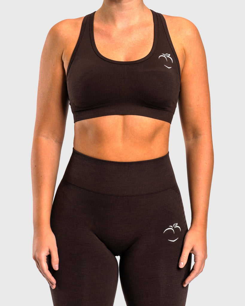 Dark Brown Edge Sports - bra - Peach Tights - Sports - Bra