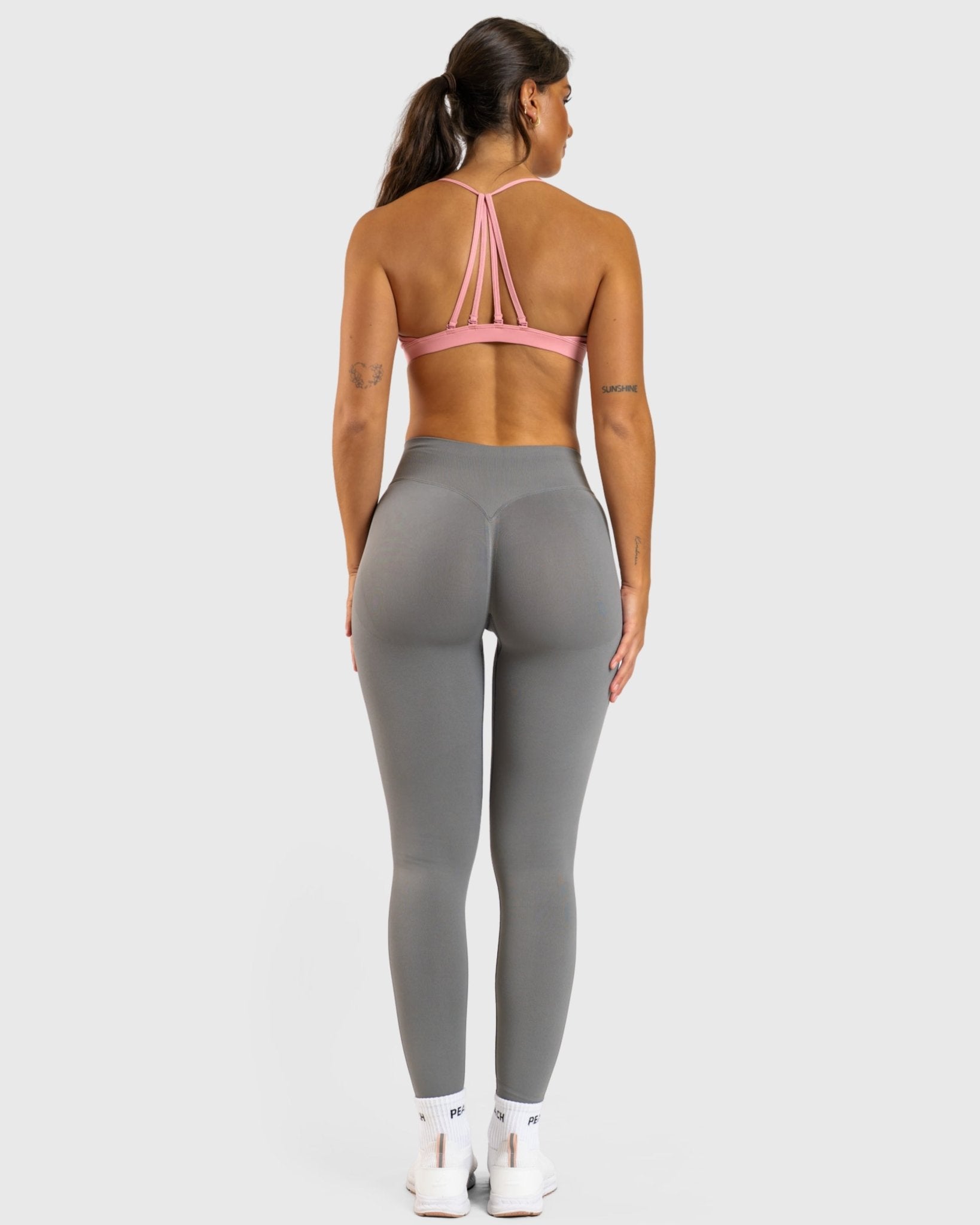Dusty Rose Athleisure Sports - bra - Peach Tights - Sports - Bra