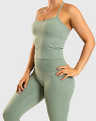 Green Noiré Singlet - Peach Tights - Sports - Bra