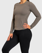 Grey Base Long Sleeve - Peach Tights - Long sleeve