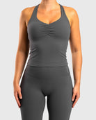 Grey Softelle Singlet - Peach Tights - Sports - Bra
