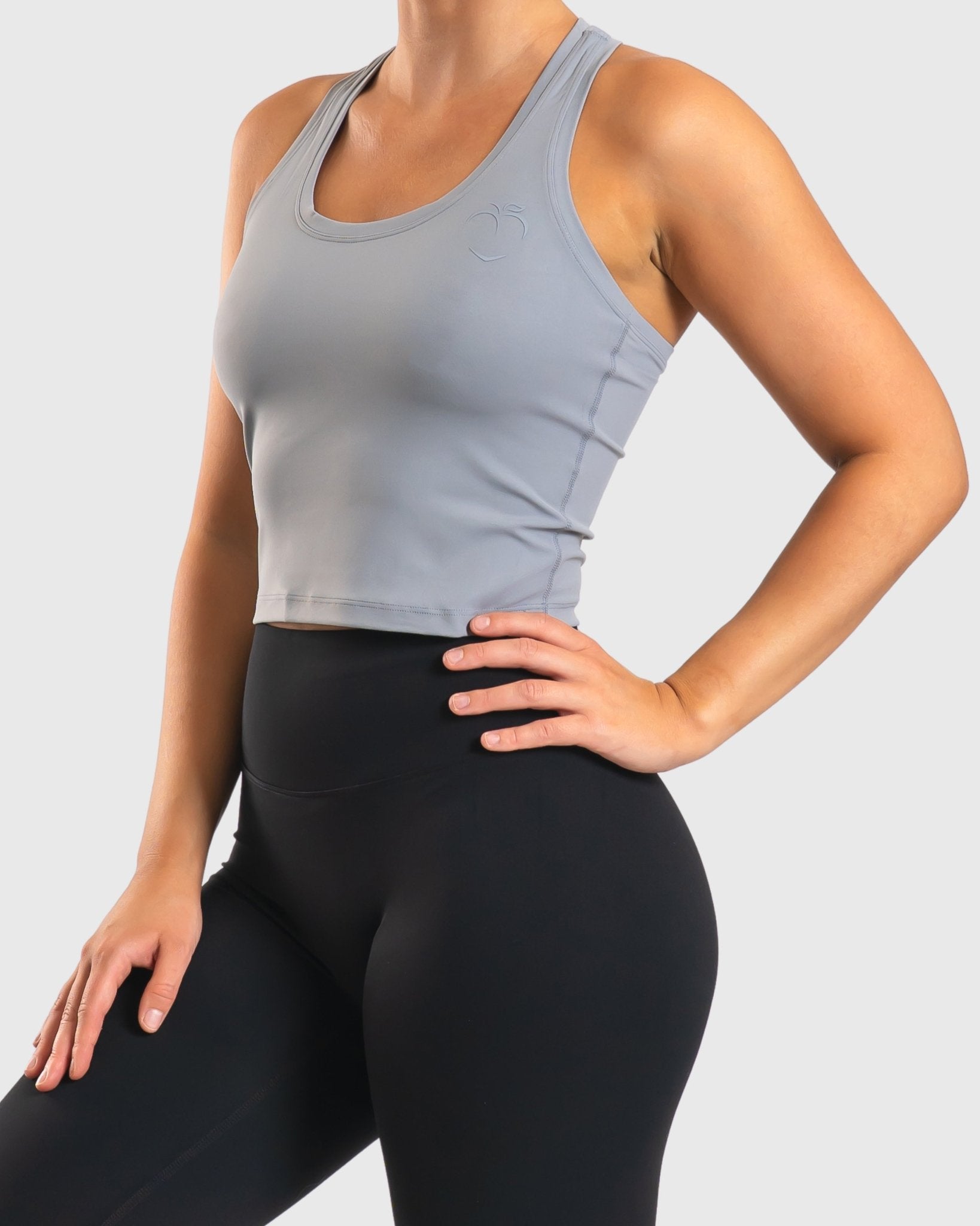 Grey Tank Top - Peach Tights - Sports - Bra