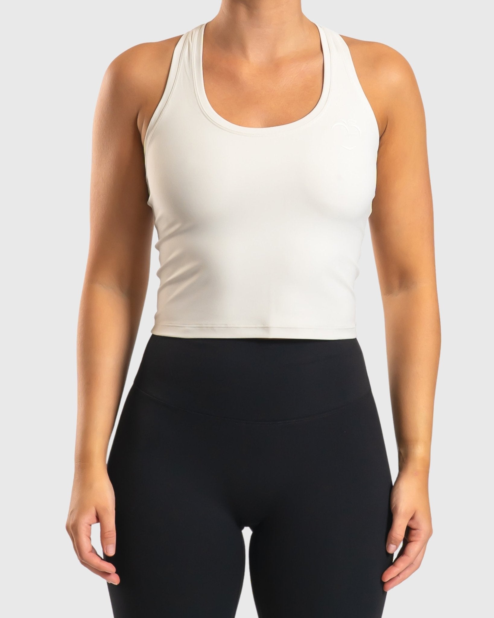 Ivory Tank Top - Peach Tights - Sports - Bra
