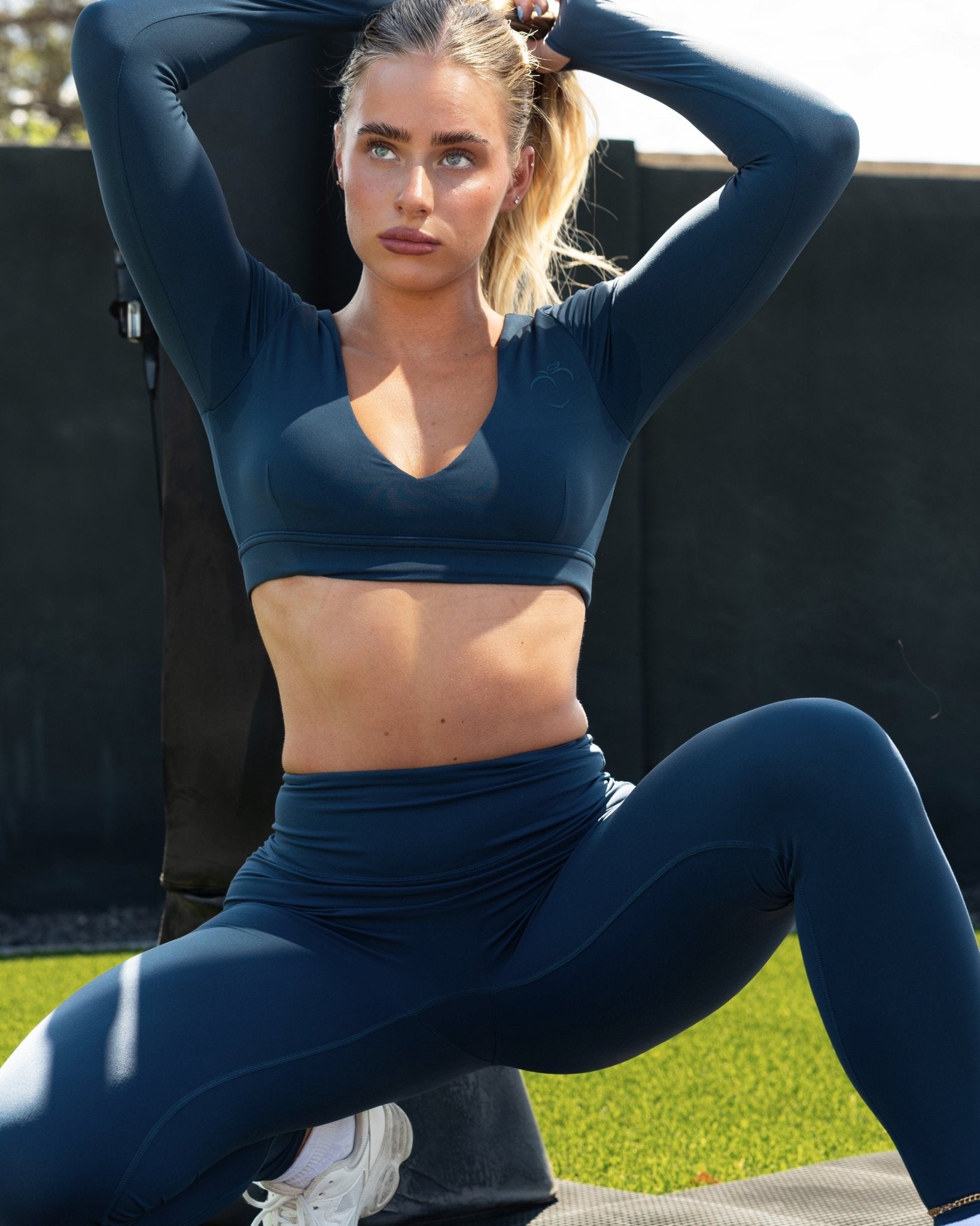 Light Blue Align Long Sleeve - Peach Tights - Long sleeve