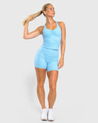 Light Blue Softelle Shorts - Peach Tights - Tights