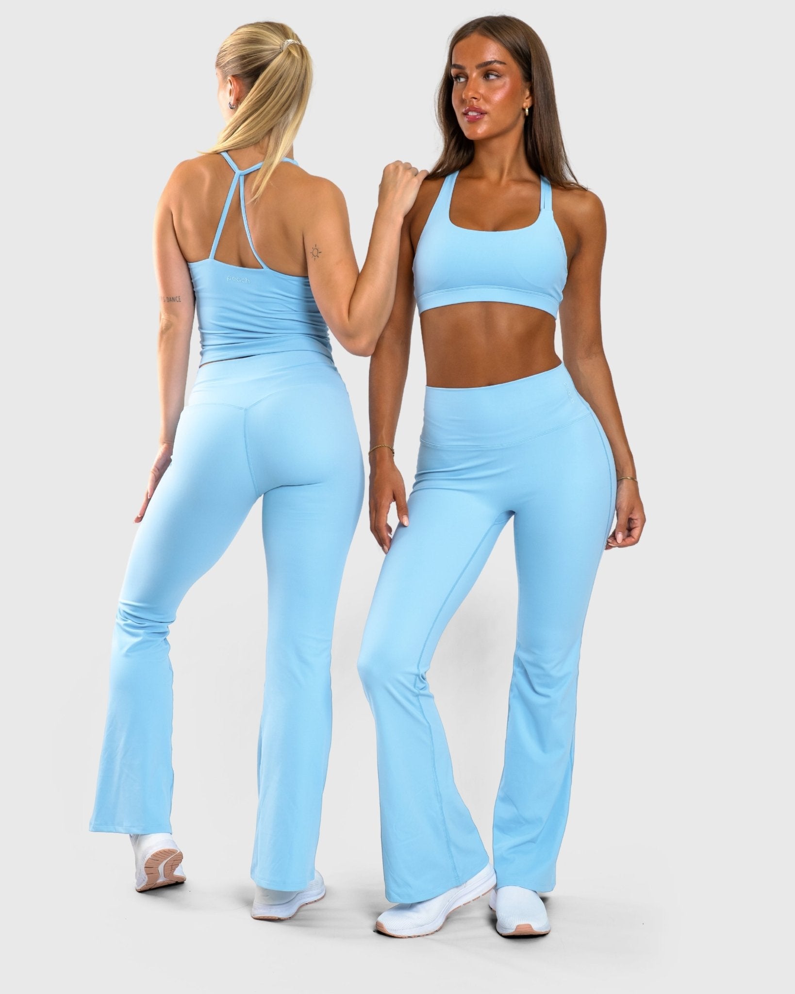 Light Blue Softelle Singlet - Peach Tights - Sports - Bra