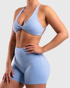 Light Blue Twist Sports - bra - Peach Tights - Sports - Bra
