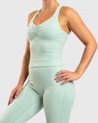 Mint Green Softelle Singlet - Peach Tights - Sports - Bra
