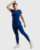 Navy Blue Classic Deluxe Mid Waist Tights - Peach Tights - Tights