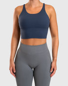 Navy Blue Cross Topp - Peach Tights - Sports - Bra