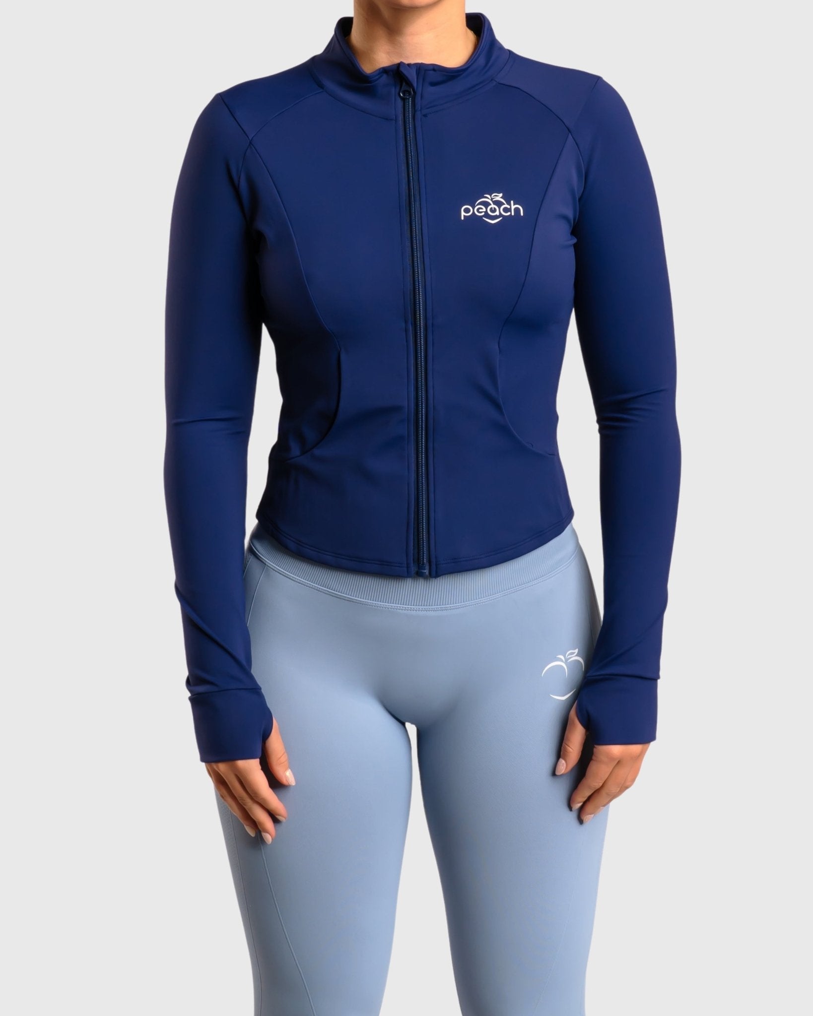 Navy Blue Curve Jacket - Peach Tights - Jacket
