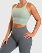 Pastel Green Cross Topp - Peach Tights - Sports - Bra