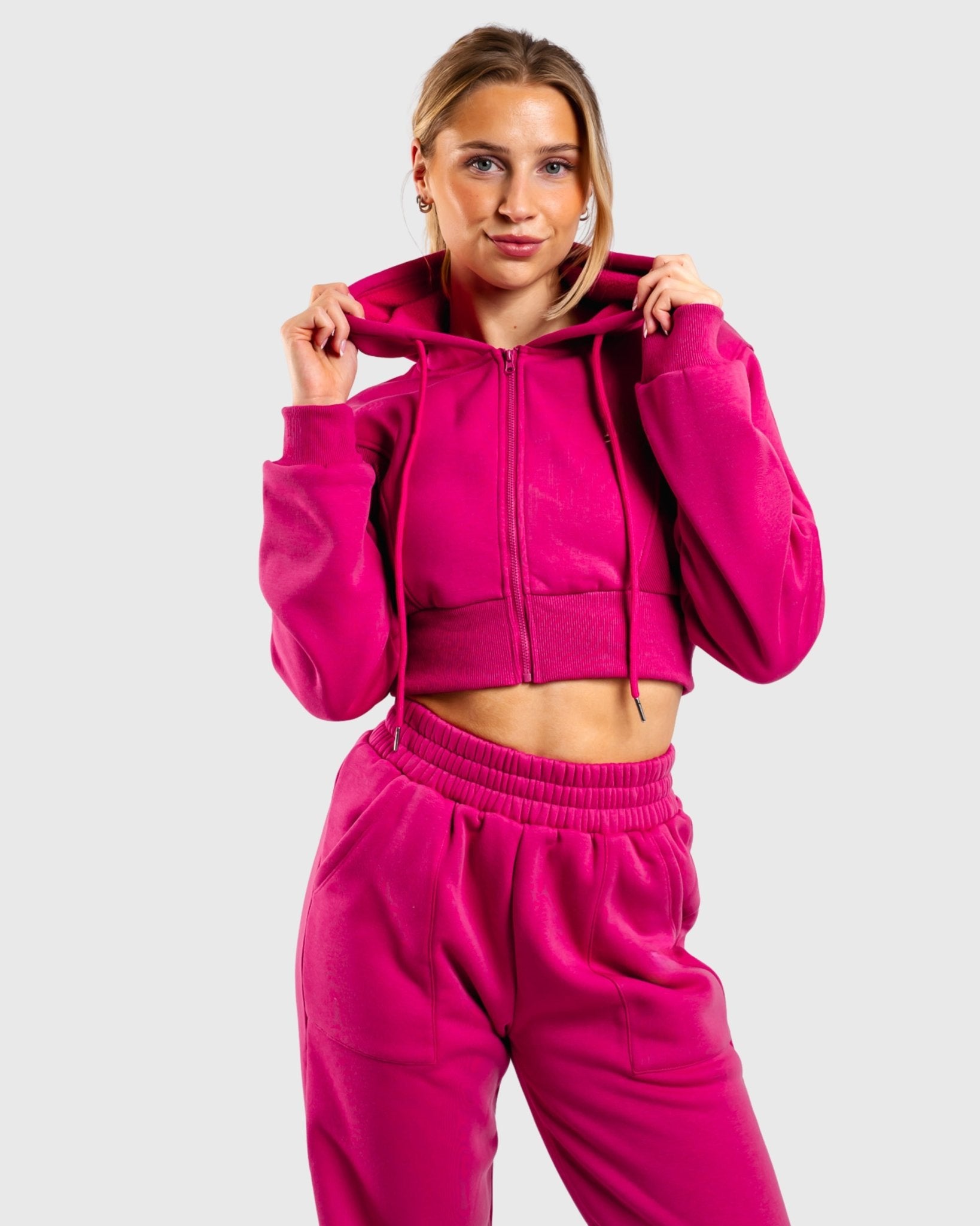 Pink Vibe Cropped Hoodie - Peach Tights - Hoodie