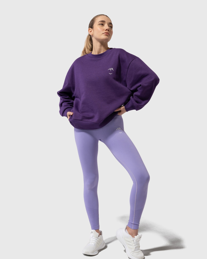 Purple Basic Crewneck - Peach Tights - Sweatshirt