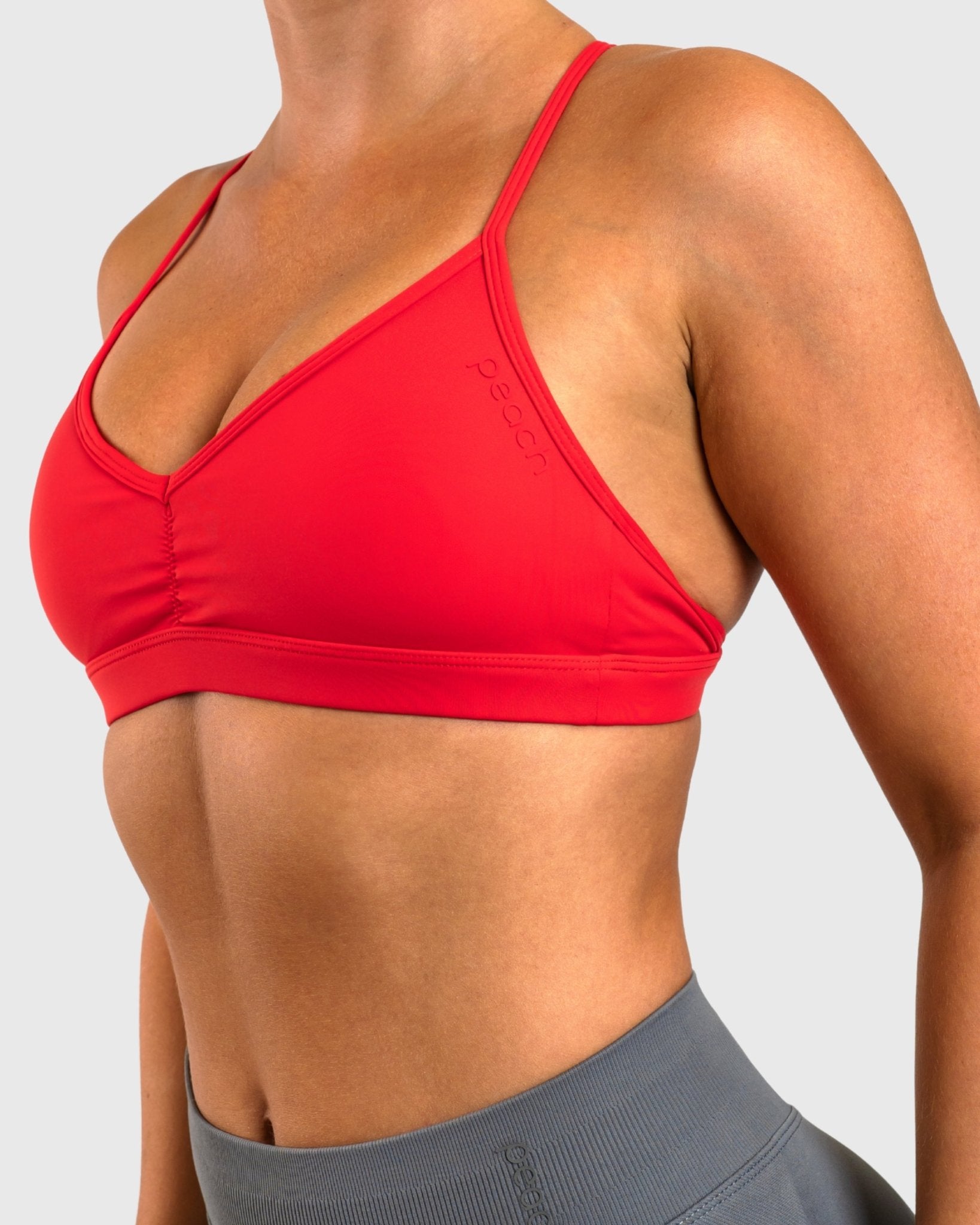 Red Athleisure Sports - bra - Peach Tights - Sports - Bra