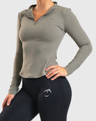 Sage Green Zip Long Sleeve - Peach Tights - Jacket