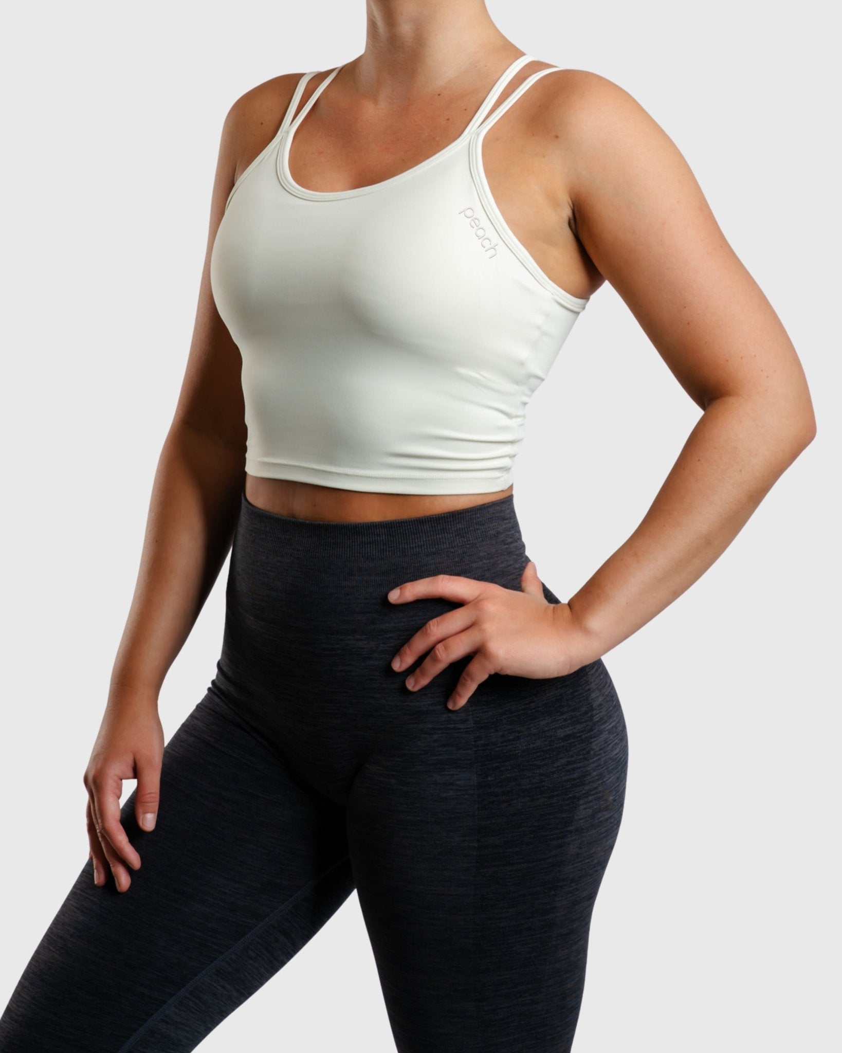 White Softline Singlet - Peach Tights - Sports - Bra