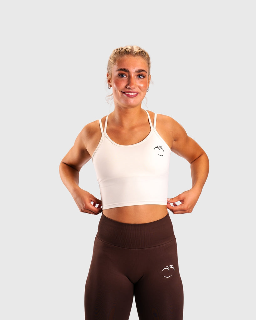 White Softline Singlet - Peach Tights - Sports - Bra