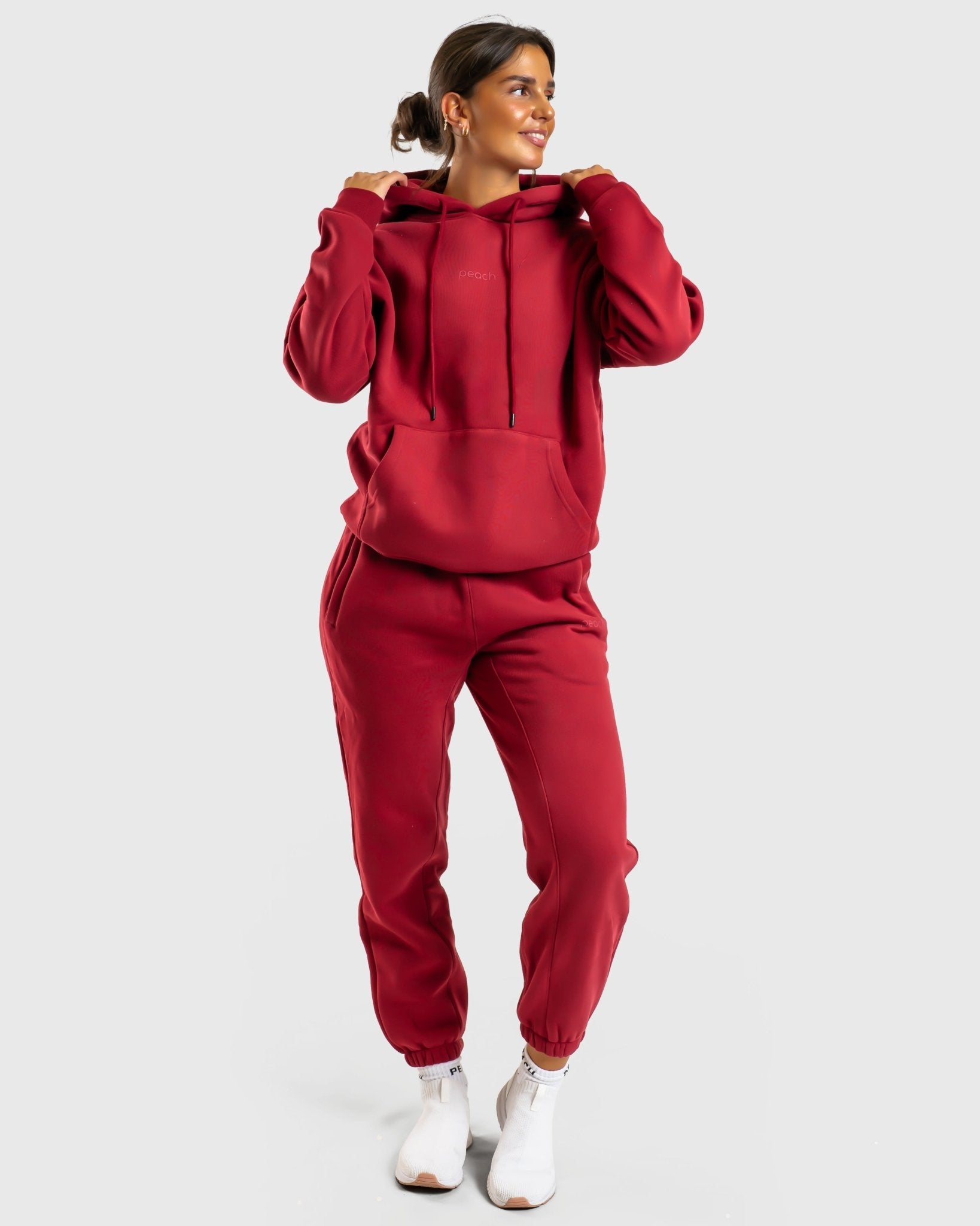 Wine Red Haze Hoodie - Peach Tights - Hoodie