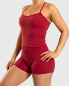 Wine Red Noiré Singlet - Peach Tights - Sports - Bra