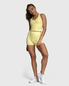 Yellow Velocity Singlet - Peach Tights - Sports - Bra