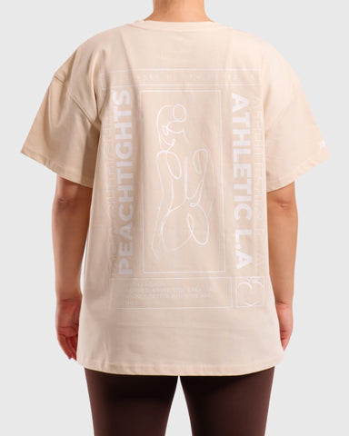 Beige Oversized Athletic T-Shirt