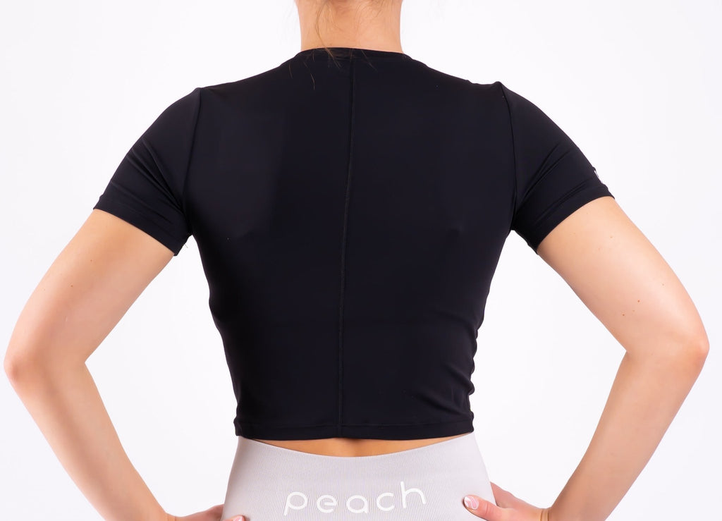 Black Dry-fit Cropped T-Shirt - Peach Tights -