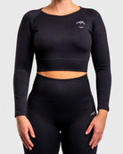 Black Ribbed Long Sleeve - Peach Tights - Long sleeve
