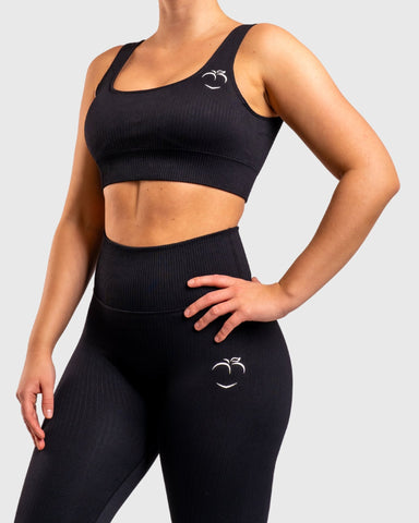 Black Ribbed Sports-Bra