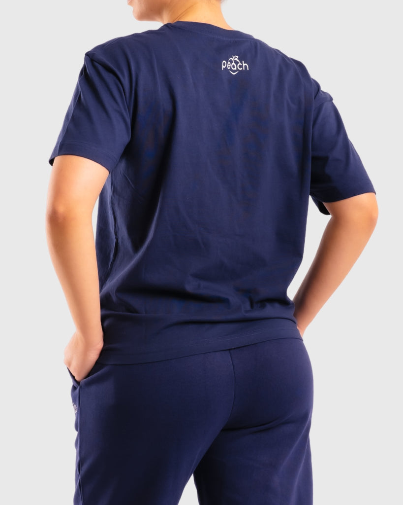 Blue Basic Oversized T-Shirt - Peach Tights -