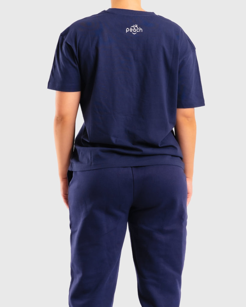 Blue Basic Oversized T-Shirt - Peach Tights -