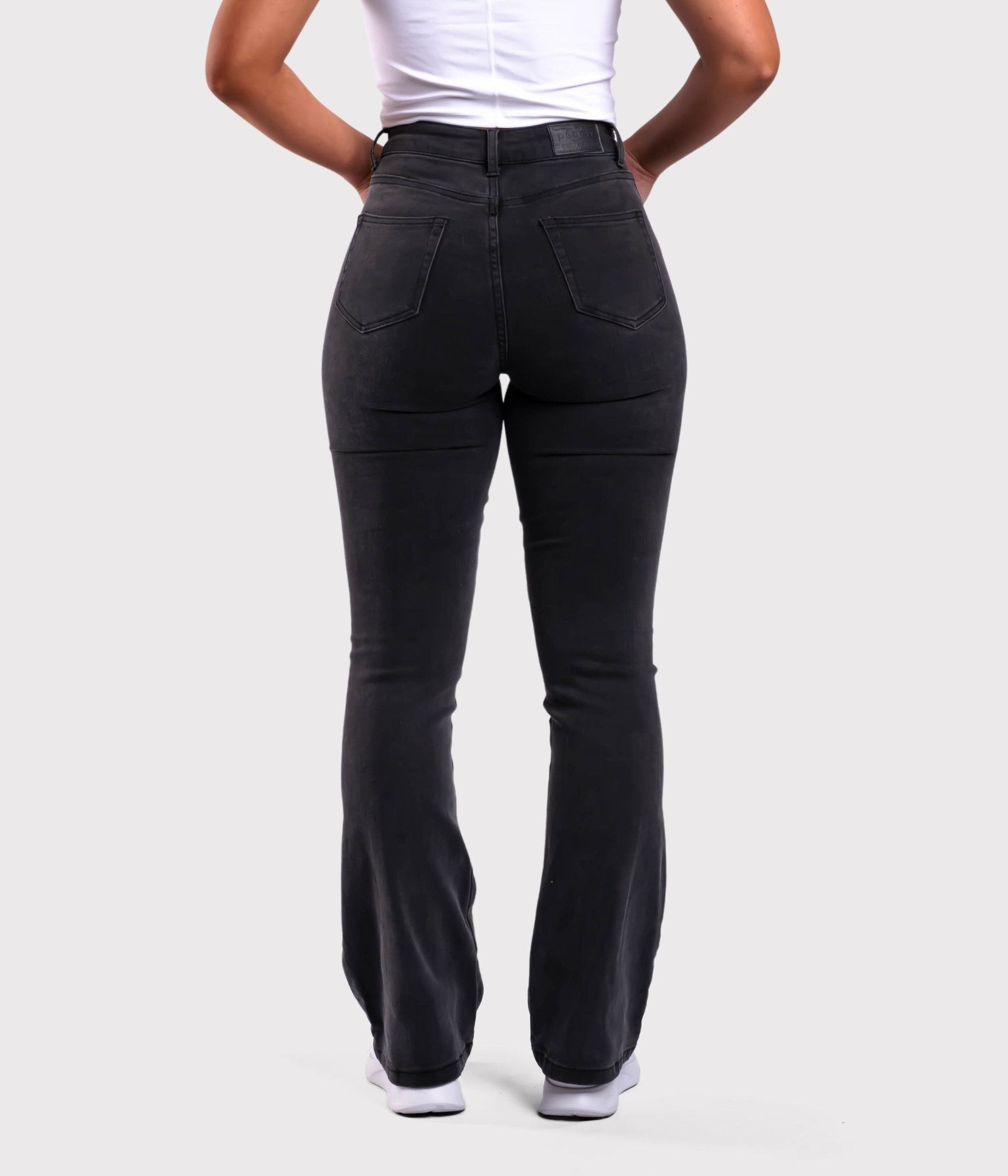 Dark Grey Flared Jeans - Peach Tights -