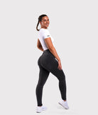 Dark Grey Skinny Jeans - Peach Tights -