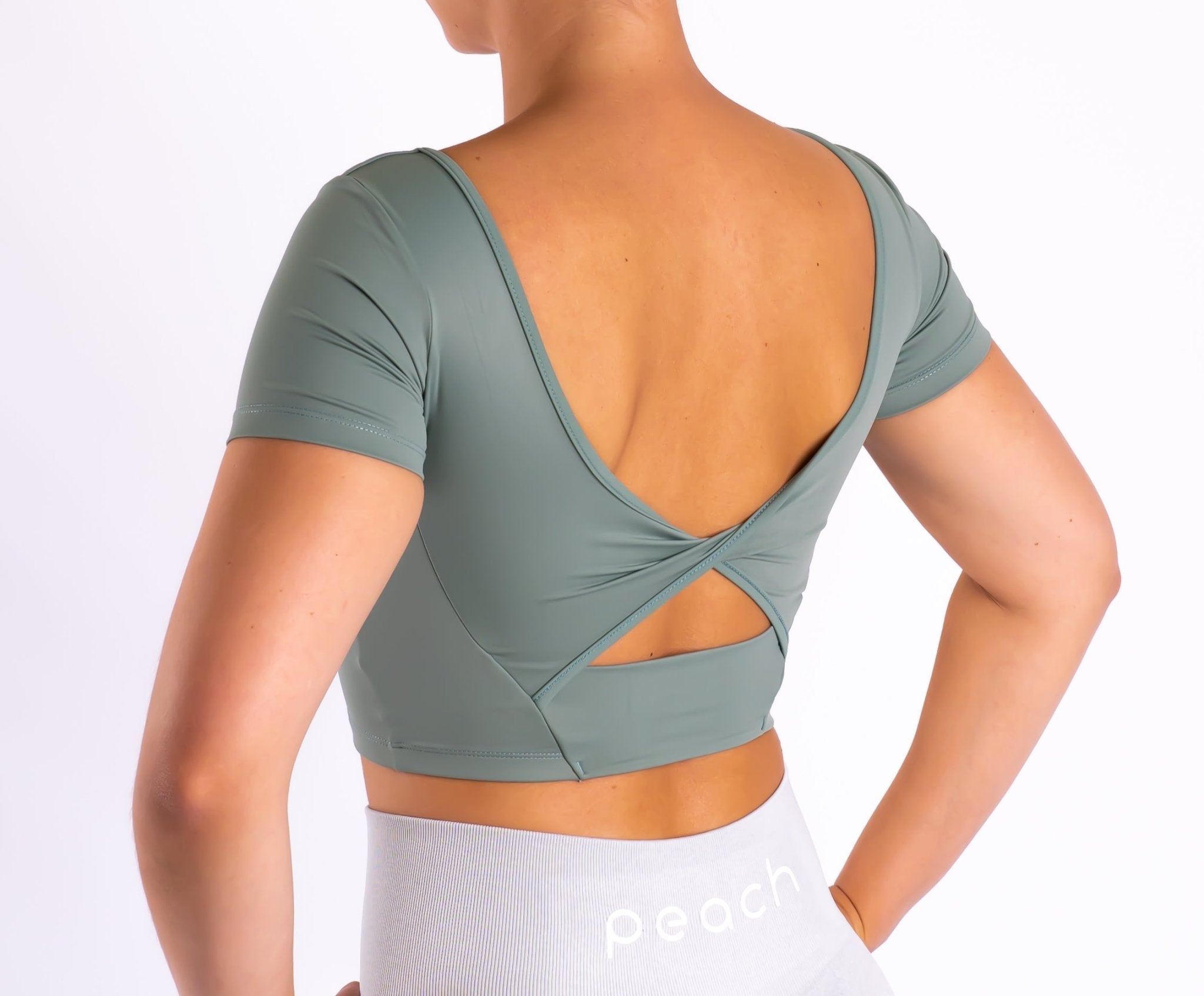 Green Bow T-shirt - Peach Tights -