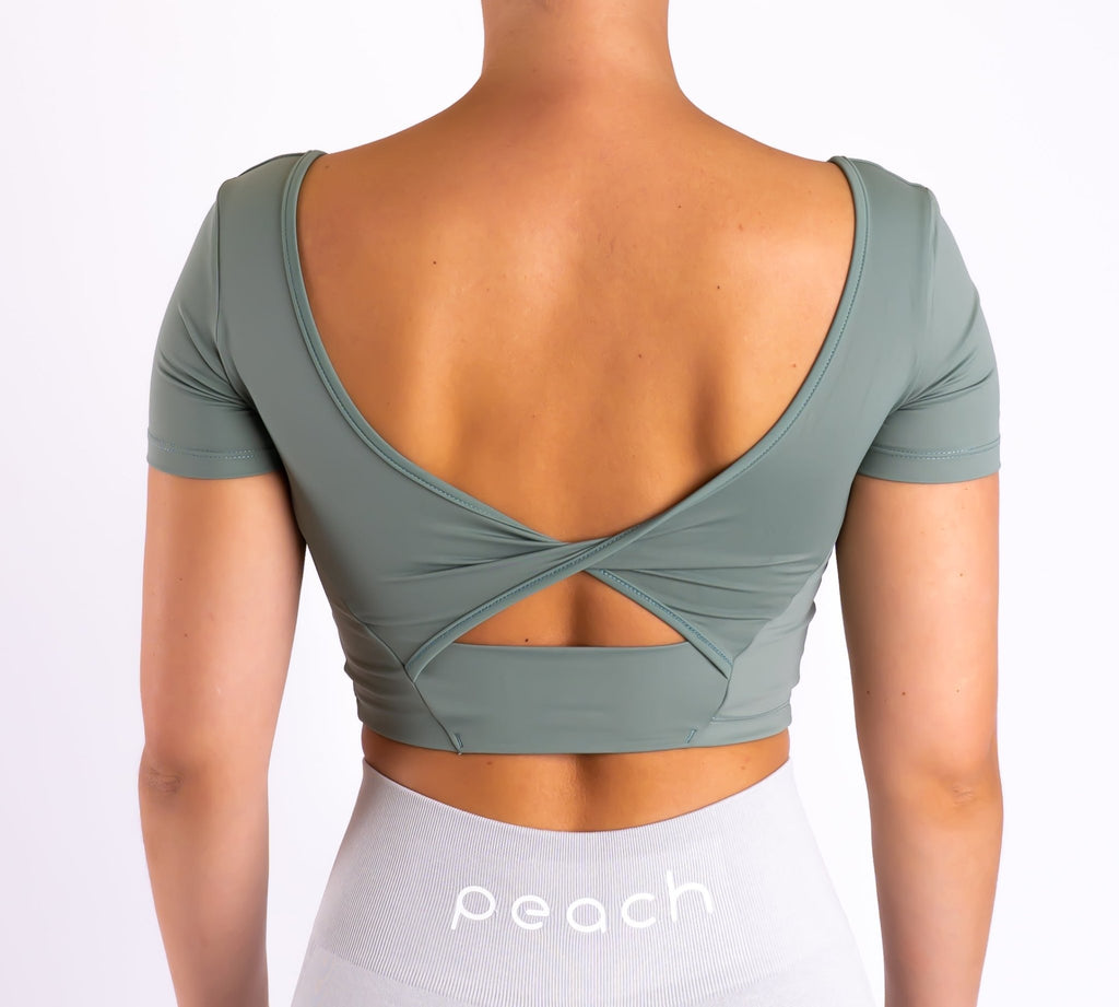 Green Bow T-shirt - Peach Tights -