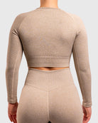 Khaki Ribbed Long Sleeve - Peach Tights - Long sleeve