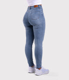 Light Blue Skinny Jeans - Peach Tights -