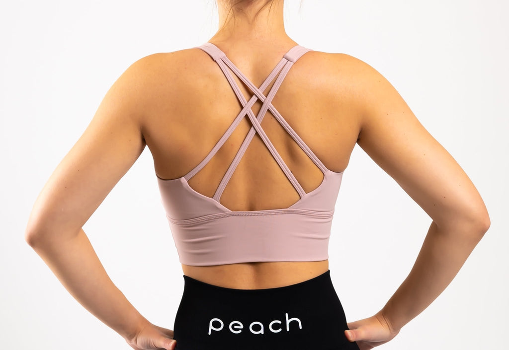 Light Pink X-strap Sports-Bra - Peach Tights -