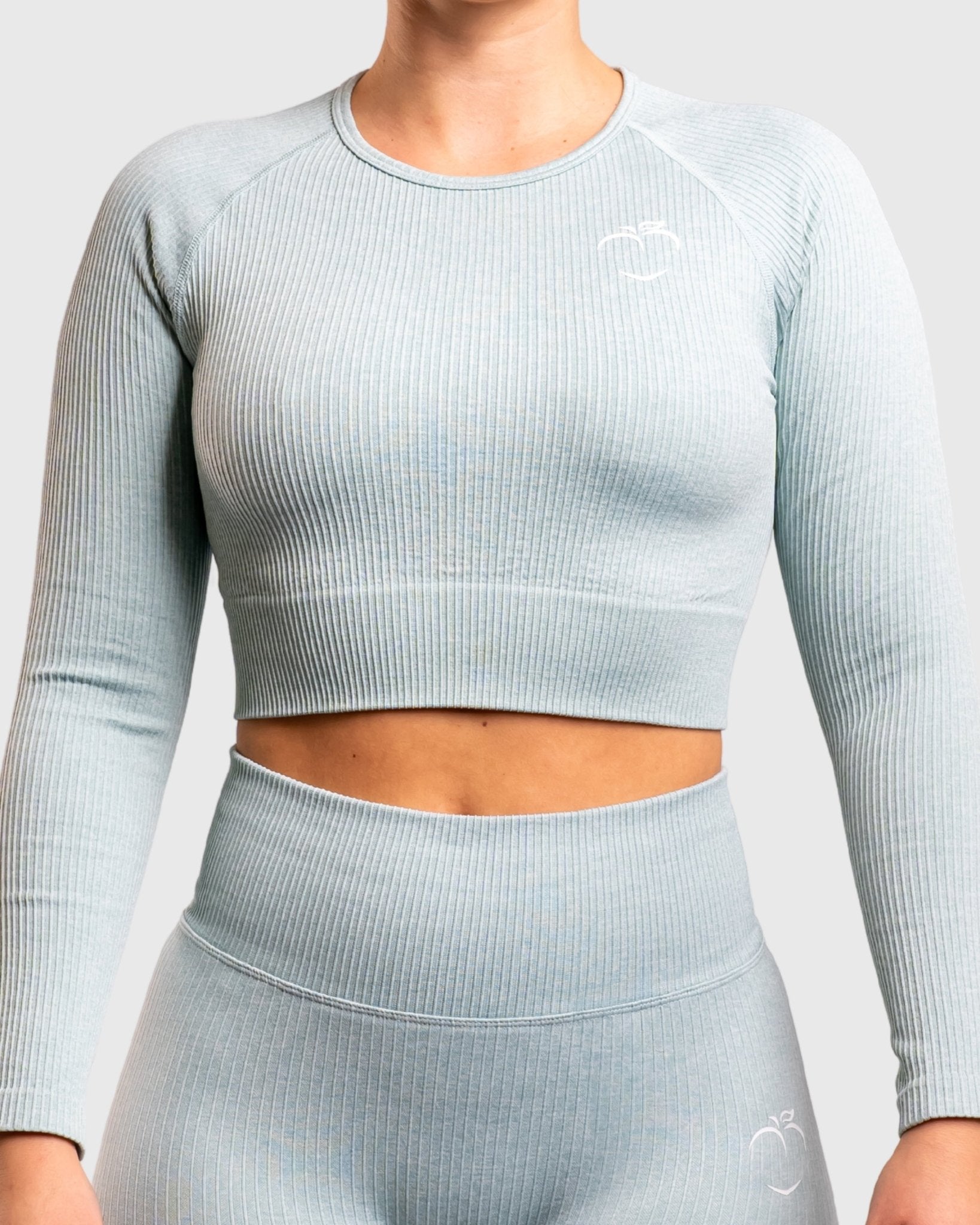 Mint Green Ribbed Long Sleeve - Peach Tights - Long sleeve