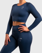 Navy Blue Lux Seamless Long Sleeve - Peach Tights - Long sleeve