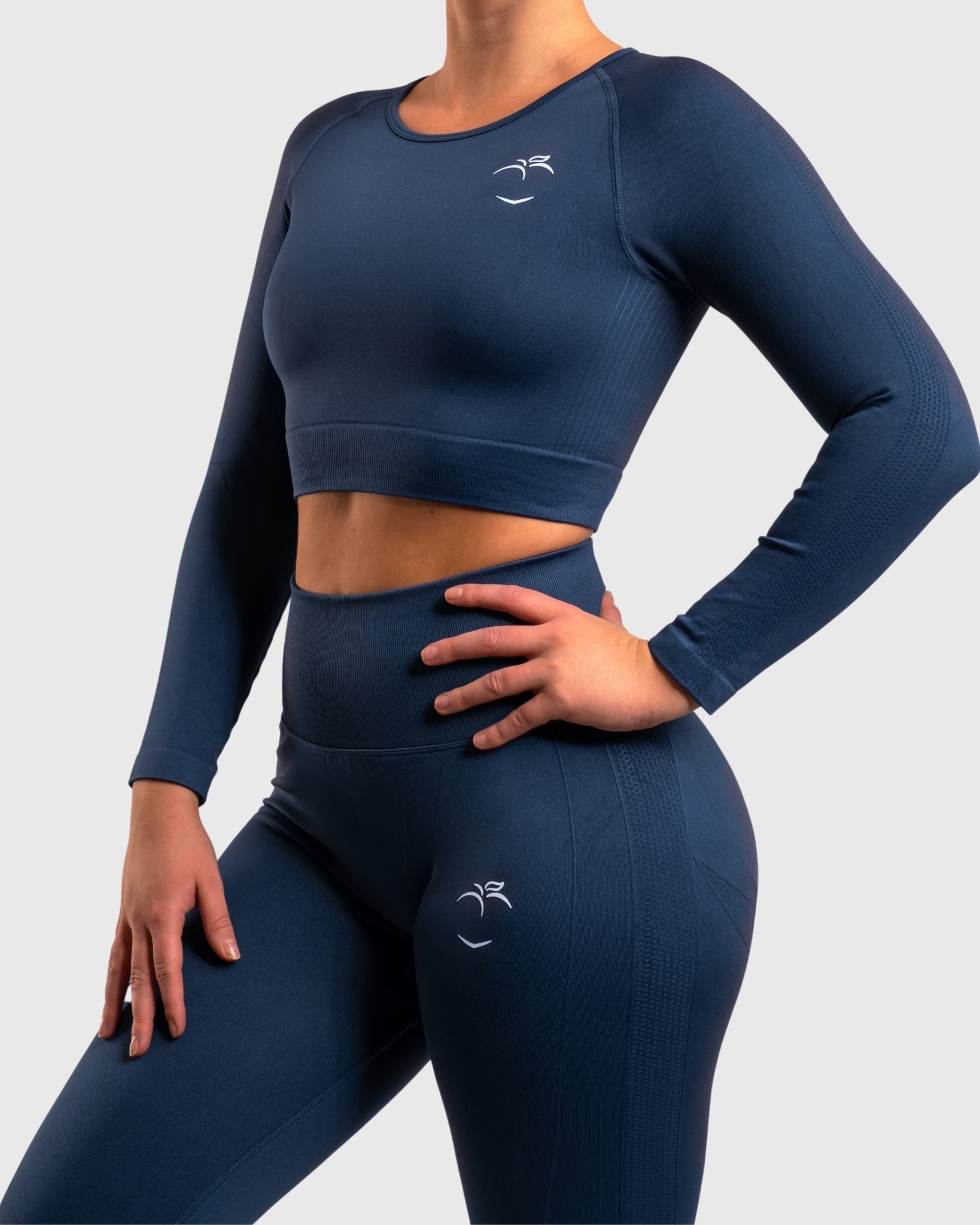 Navy Blue Lux Seamless Long Sleeve - Peach Tights - Long sleeve