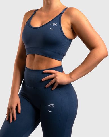 Navy Blue Lux Seamless Sports-bra