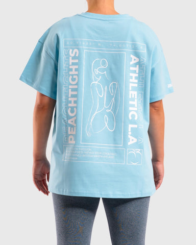 Sky Blue Oversized Athletic T-Shirt